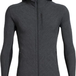 Icebreaker Descender Longsleeve Met Capuchon En Rits Heren, Zwart