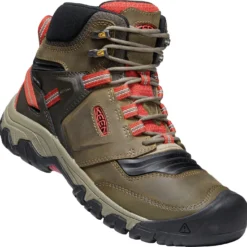 Keen Ridge Flex Mid WP Schoenen Heren, Olijf/rood