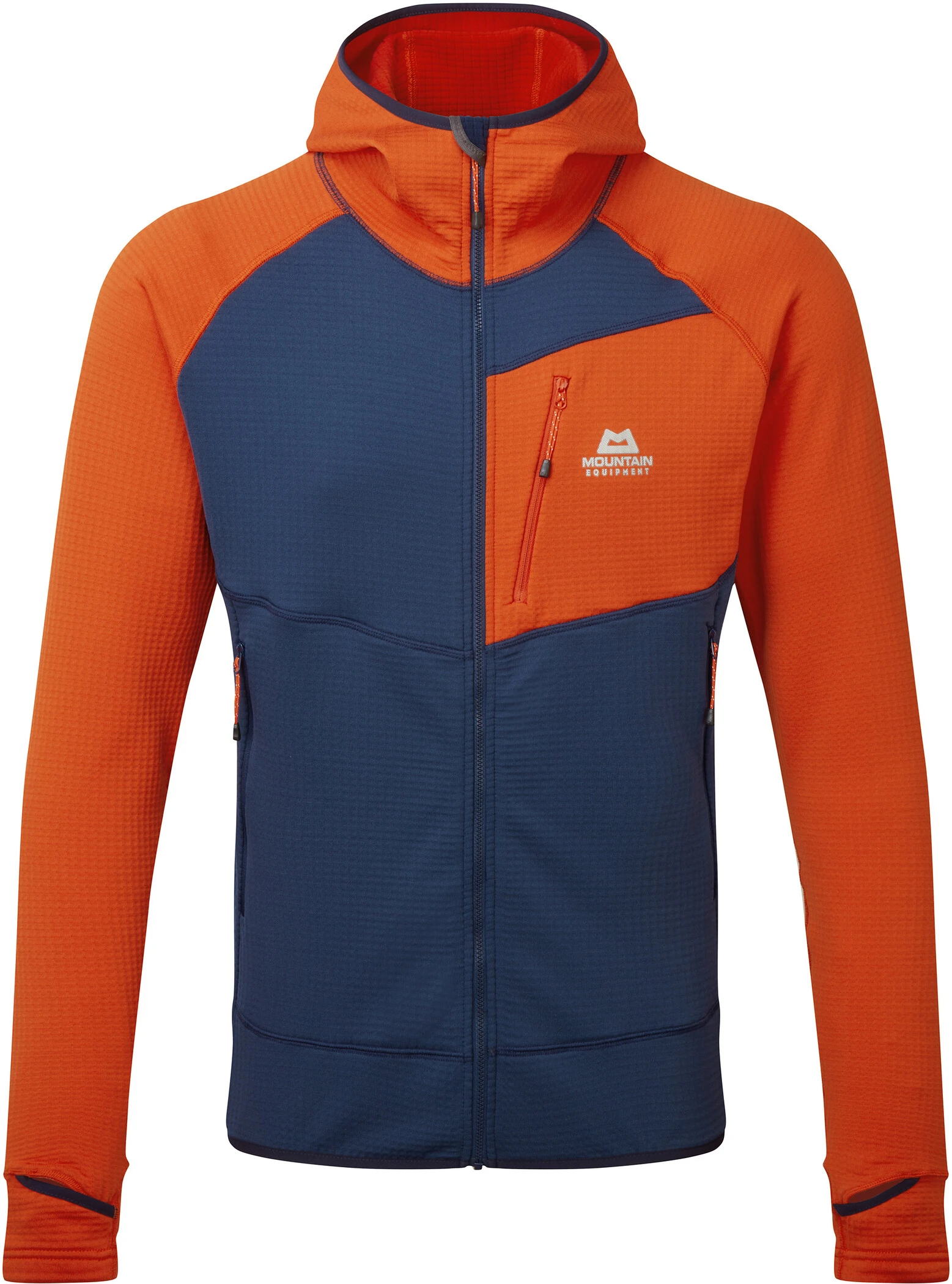 Mountain Equipment Eclipse Hooded Jacket Heren, Blauw/oranje 1 Mountain Equipment Eclipse Hooded Jacket Heren, Blauw/oranje