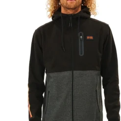 Rip Curl Anti Series Departed Zip Thru Jas Heren, Zwart/grijs